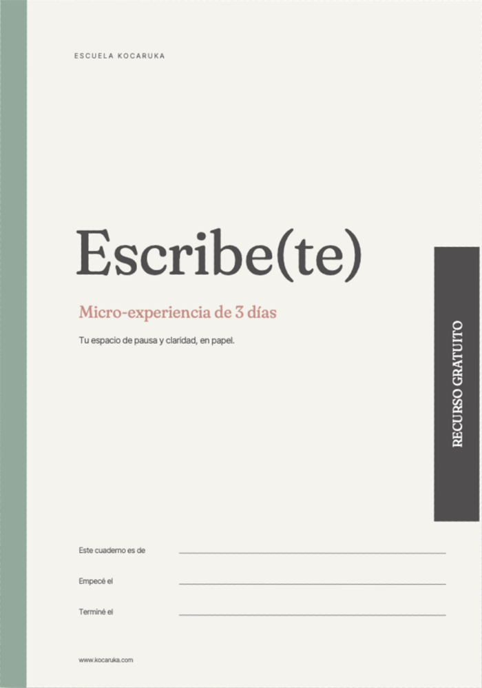 Portada del cuaderno Escribe(te), micro-experiencia de 3 días
